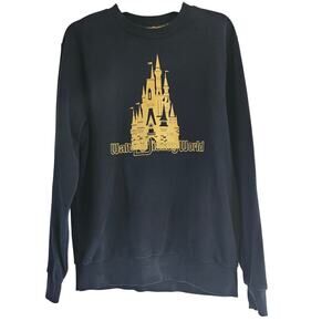 Walt DisneyWorld Disney Parks Black Gold Cinderella Castle Crewneck sz M/L
